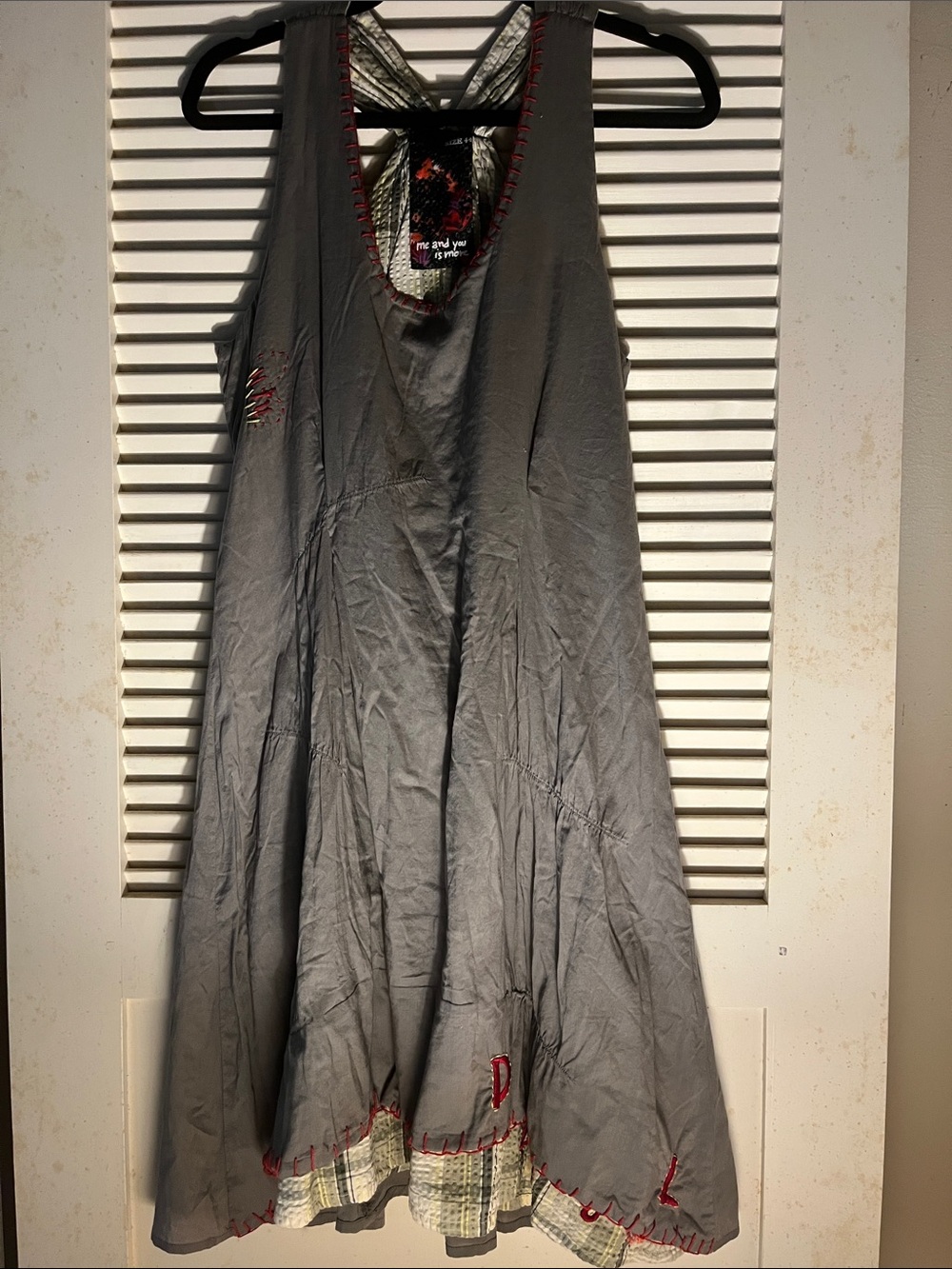 Desigual Dress  Gray with Red Stitching